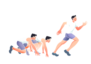 体育运动会跑步比赛中国风插画元素