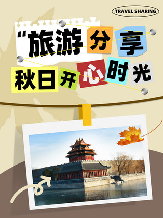 乐游旅游logo海报模板_棕色简约旅游分享记录小红书封面海报