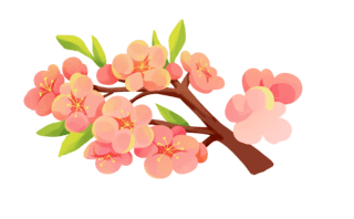 春节年俗粉色桃花春天植物插画元素