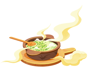 美食中式海报模板_春节年俗美食中式餐饮水彩早餐粥插画元素