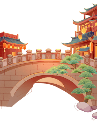 古代宫殿王座海报模板_古代建筑物中国风手绘插画元素