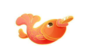 红色鲤鱼锦鲤金币中国风手绘插画祝福元素