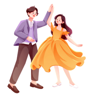 古代跳舞海报模板_214情人节甜蜜告白约会跳舞季插画元素