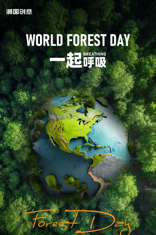 世界森林日绿色树林环保主题海报