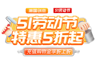 金色炉鼎海报模板_51劳动节黄色金色机械风工业风促销通用电商标题艺术字