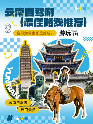 云南旅游拼贴风小红书旅游封面