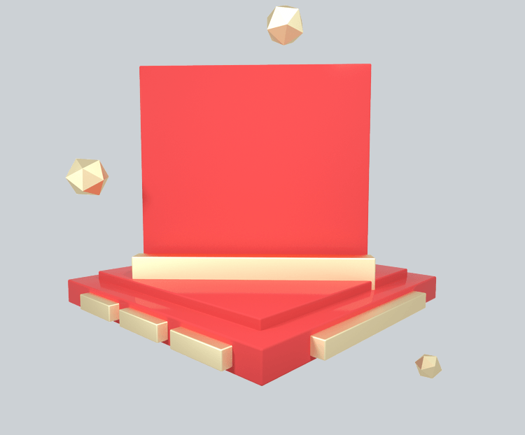C4D红金色立体舞台底盘底座免抠图元素