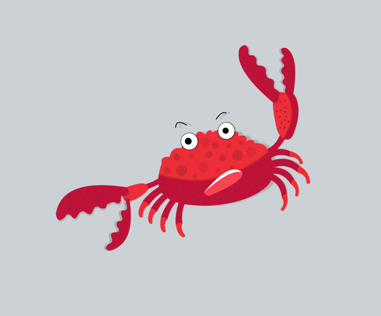 美食大闸蟹元素之红色卡通可爱凶表情