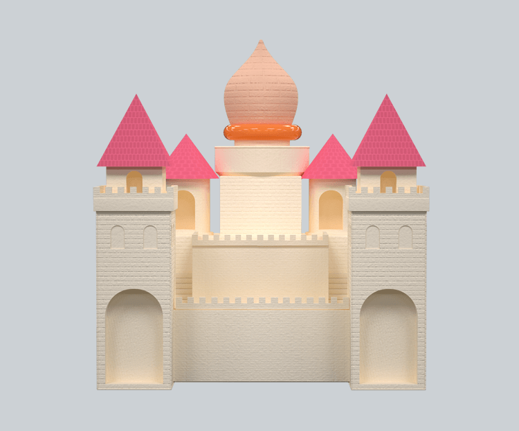 立体粉色卡通城堡