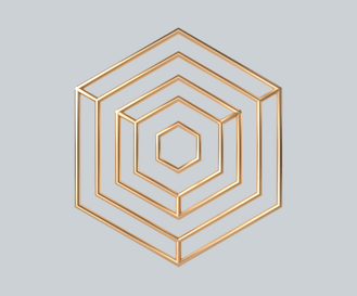 c4d立体金色六边形组合