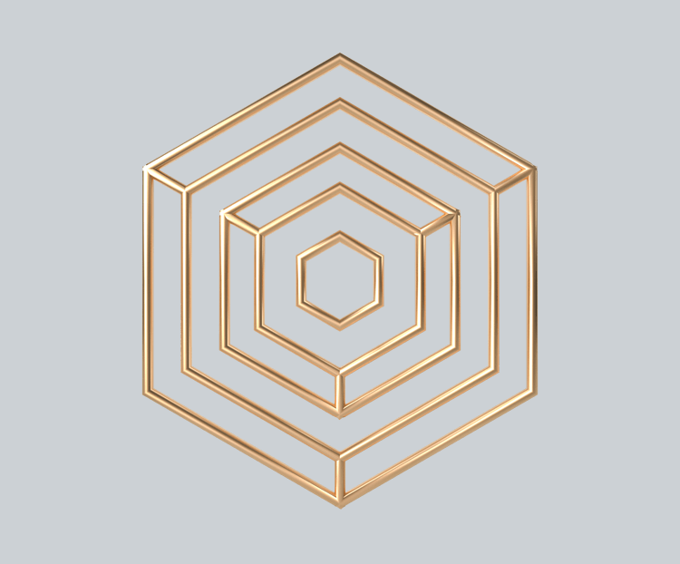 C4D立体金色六边形组合