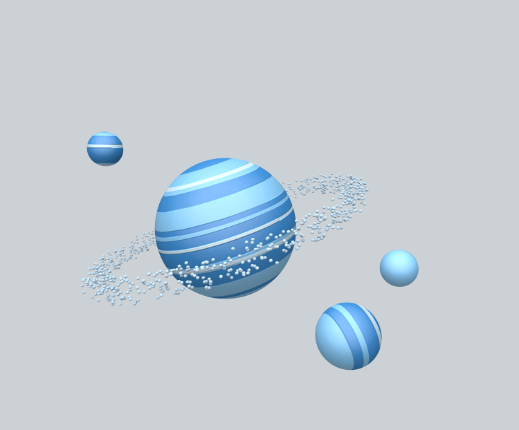 蓝色星球卡通c4d