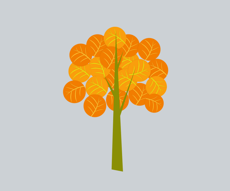 原创秋树元素之卡通可爱秋树图案设计