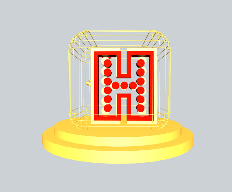 C4D红金色大气质感舞台字母H