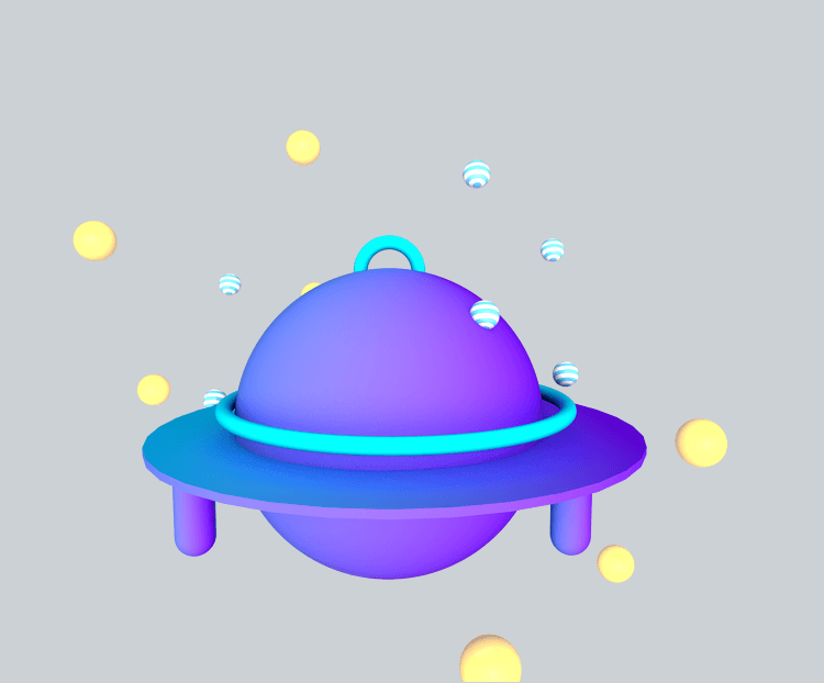 紫色渐变星球UFO