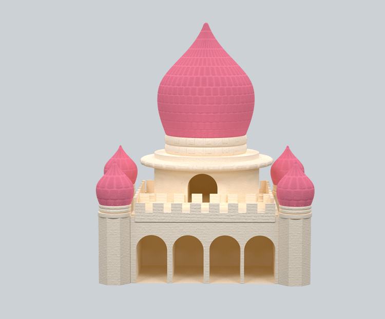 一座卡通粉色城堡
