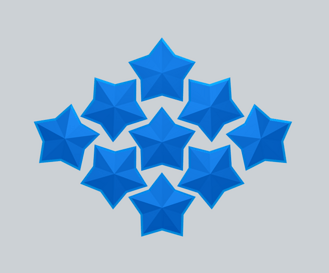 多个立体五角星组成菱形