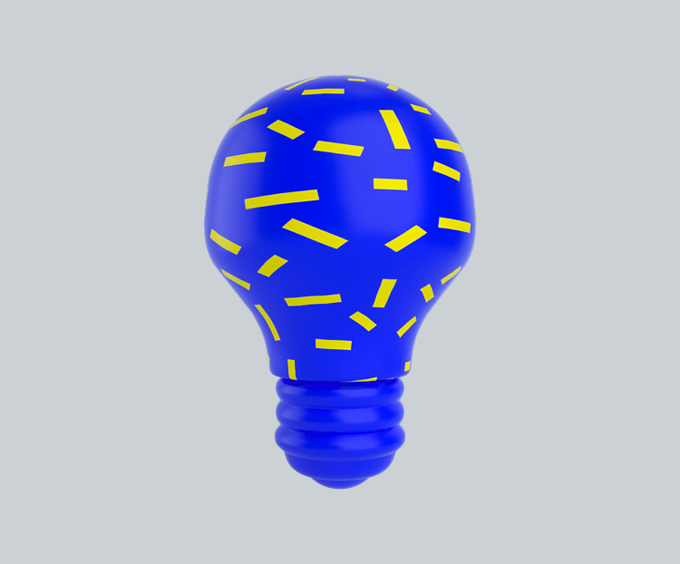 C4D孟菲斯风格蓝黄方块立体灯泡