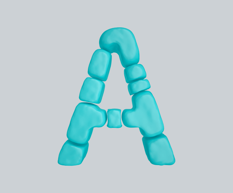 C4D柔体泡沫立体字母A元素