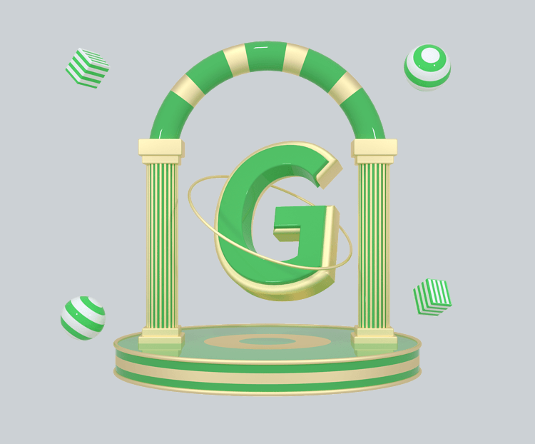 C4D绿金色大气质感舞台创意英文字母G