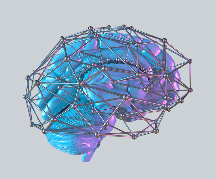 科技智能大脑数据蓝色线框医疗框架线条