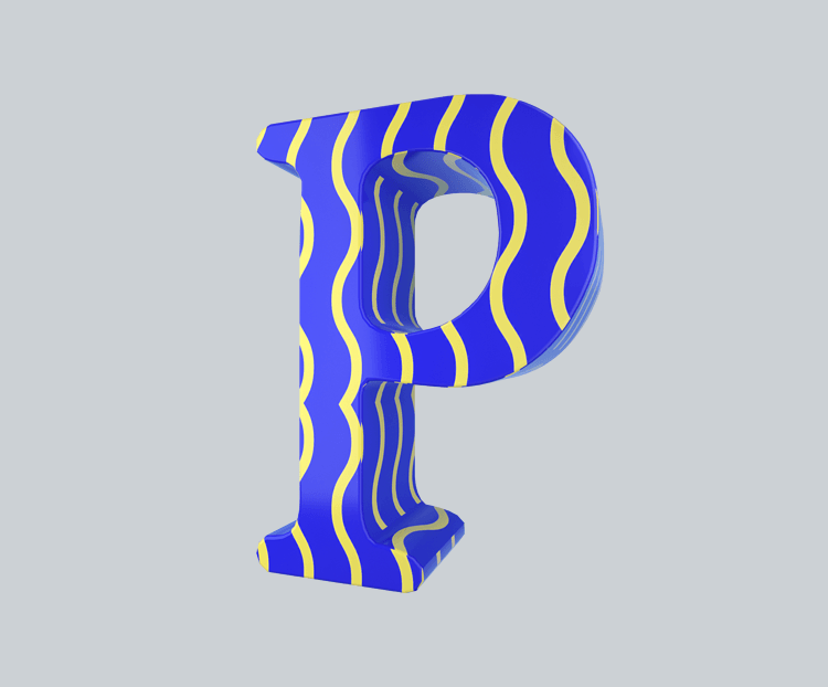 C4D孟菲斯风格立体字母P装饰