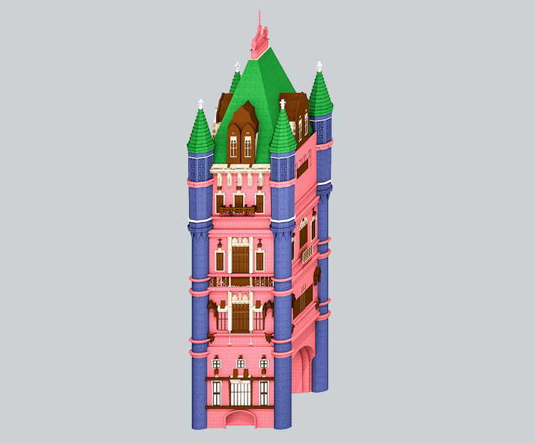多彩色城堡塔楼