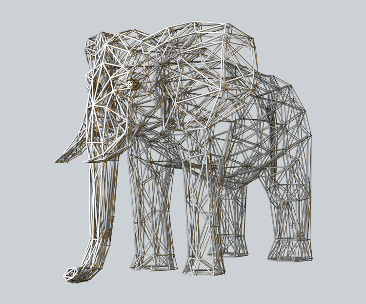 科技金属抽象大象泰国旅游素材结晶大象