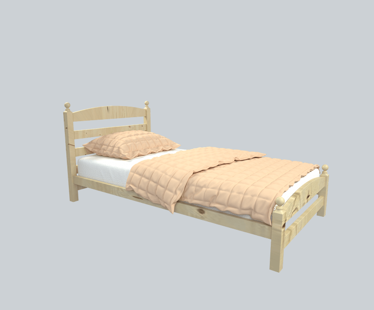 3D写实风格木质单人床