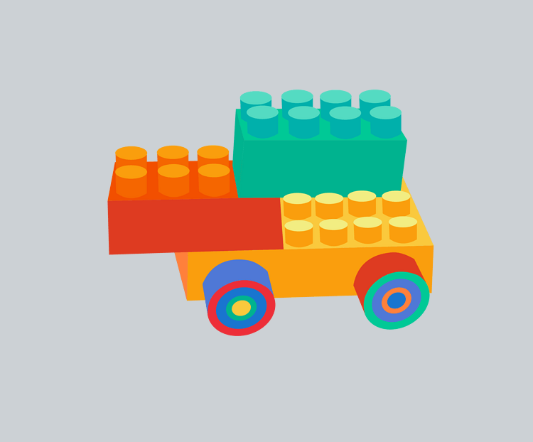 儿童玩具彩色积木之卡通可爱拼接玩具车
