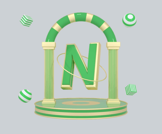 c4d绿金色大气质感舞台创意英文字母n