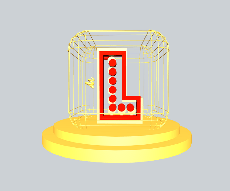 C4D红金色大气质感舞台字母L