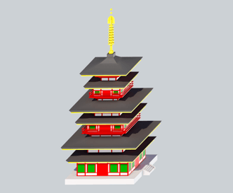 古代古楼图片素材_2.5d古塔建筑楼房