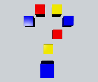 立体c4d撞色像素块问号