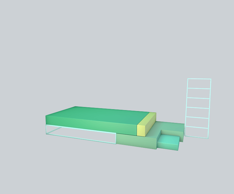 C4D清新黄绿色展台舞台展示架梯架