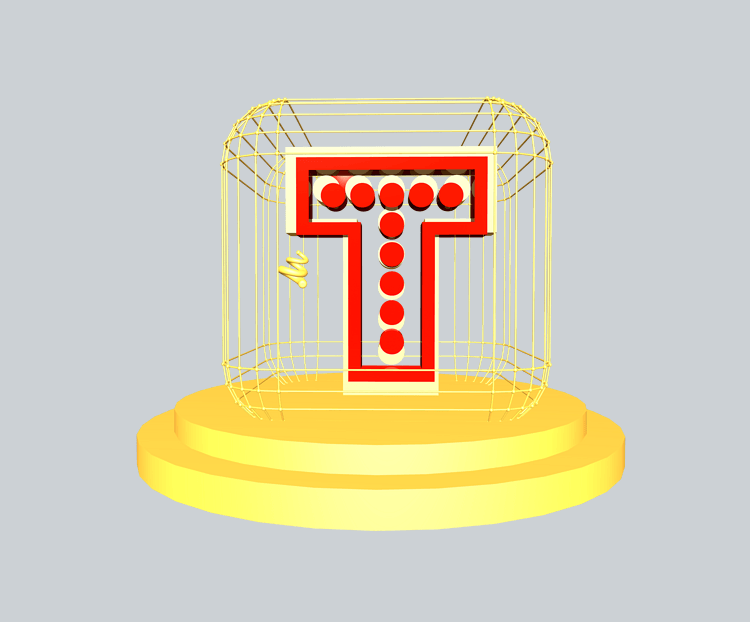 C4D红金色大气质感舞台字母T