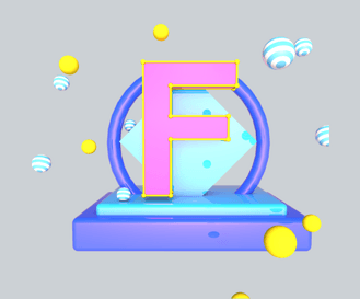 蓝色展台英文字母f