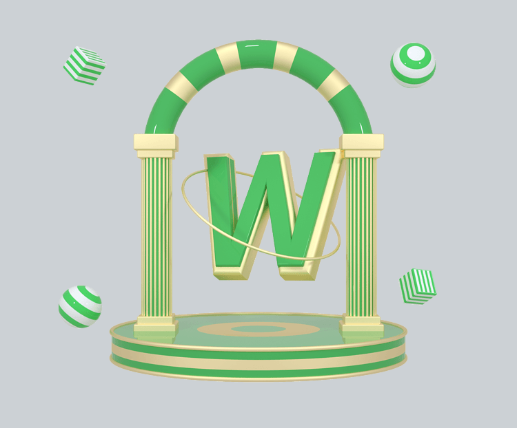 C4D绿金色大气质感舞台创意英文字母W