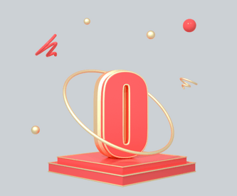 c4d红金色喜庆立体倒计时数字0