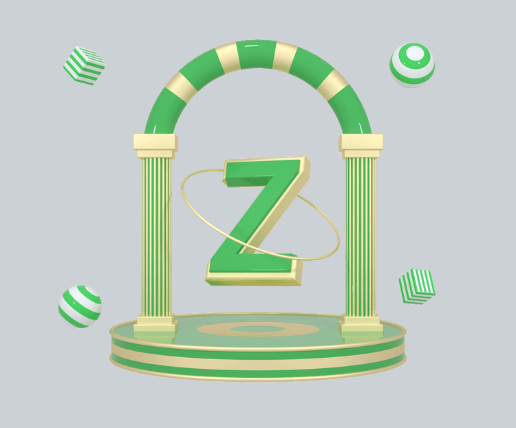 C4D绿金色大气质感舞台创意英文字母Z