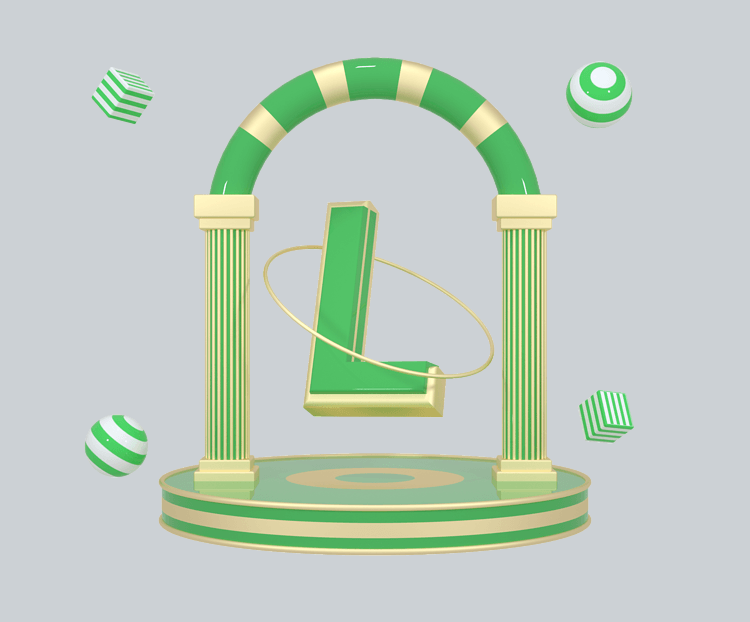 C4D绿金色大气质感舞台创意英文字母L