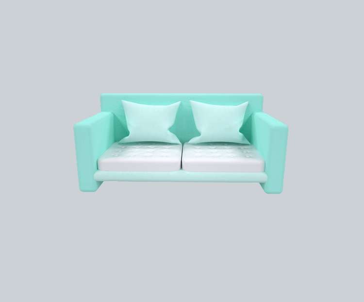蓝色立体写实沙发