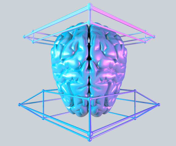 科技智能大脑数据蓝色线框医疗朋克空间智慧
