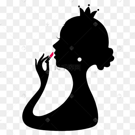 美女涂口红剪影图片