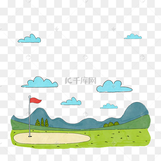 手绘高尔夫空地矢量素材图片