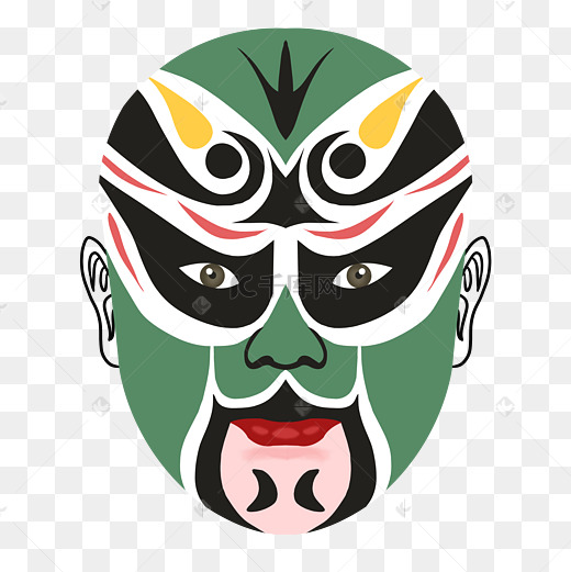 中国风绿色京剧脸谱图片