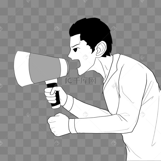喊喇叭半身图片-喊喇叭半身图片素材免费下载-千库网