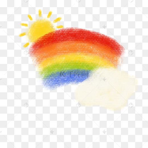 蜡笔卡通彩虹太阳图片