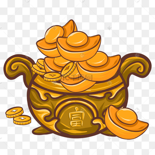 聚宝盆卡通图片-聚宝盆卡通图片素材免费下载-千库网