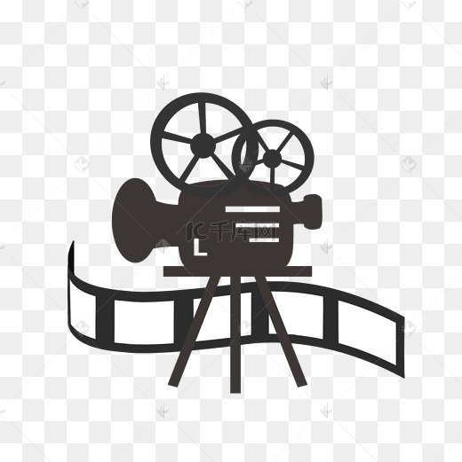 黑色电影放映机插画图片